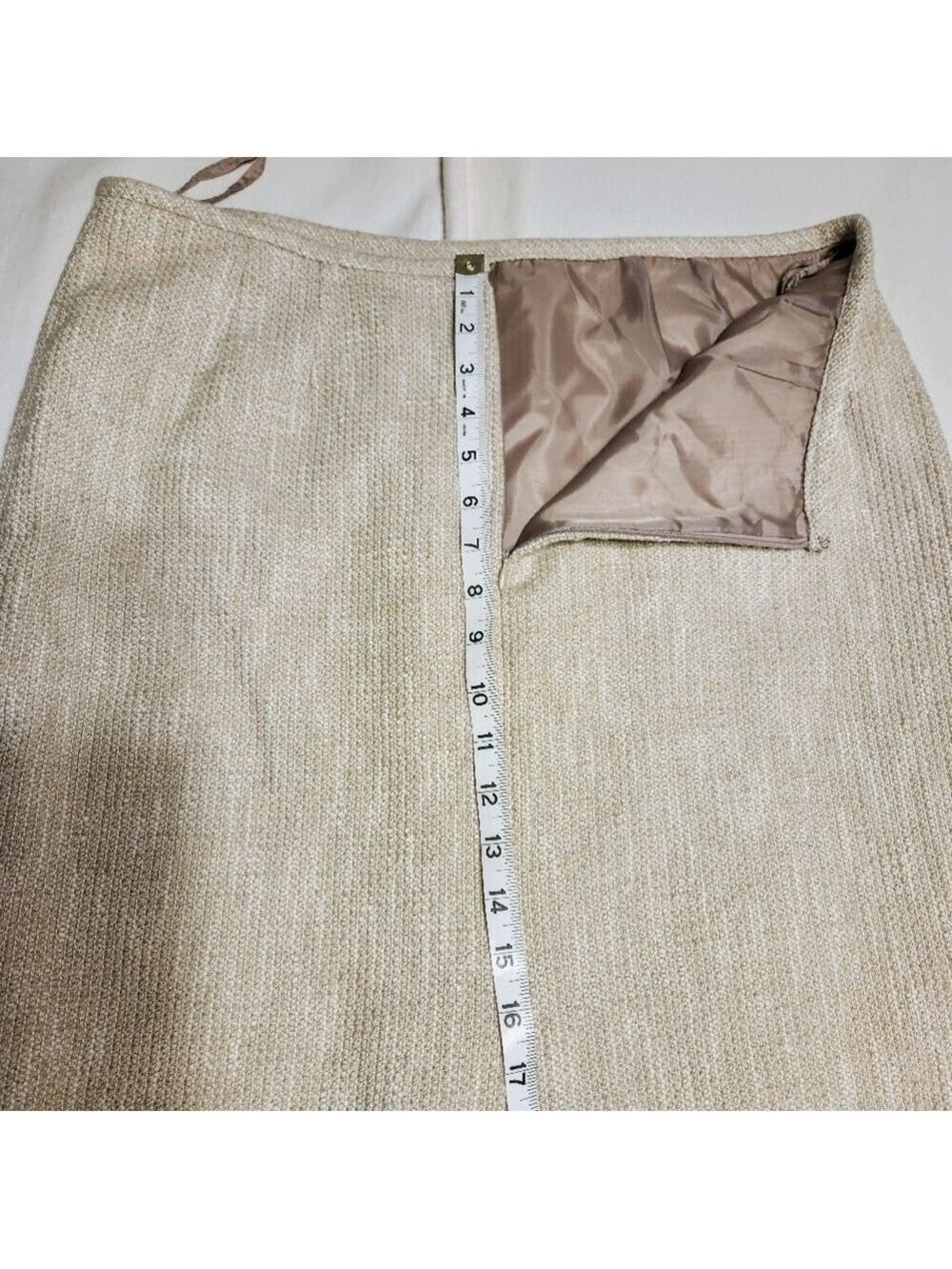 Kasper Beige Woven Blazer Skirt Suit Size 14 - Picture 10 of 12